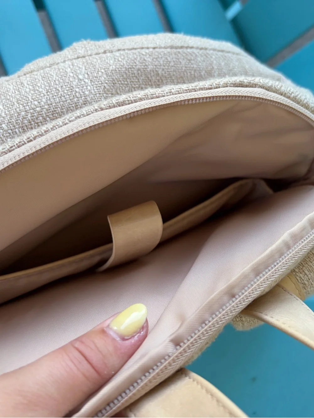 Beis textured small canvas backpack tan cream